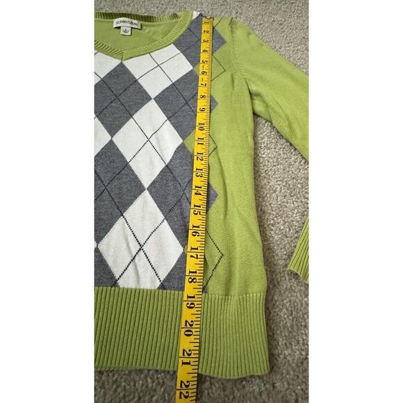 St Johns Bay Green Argyle Cotton Women’s V-Neck Sweater Size Small S - Picture 6 of 6